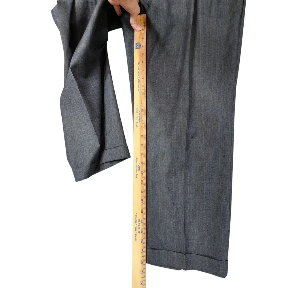Vtg Hart Schaffner Marx 2 pc Suit 43R 44R Men Gray Gold Trumpeter Wool USA 38x28
